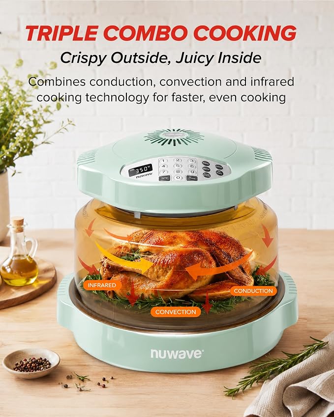 Nuwave Pro Plus 2 Air Fryer Oven, Infrared Countertop Convection, No Defrost No Preheat, Triple Combo Heating, 10-in-1 Multicooker, PFAS & BPA Free, 10LB Capacity, Dishwasher Safe Parts, 20660V03M