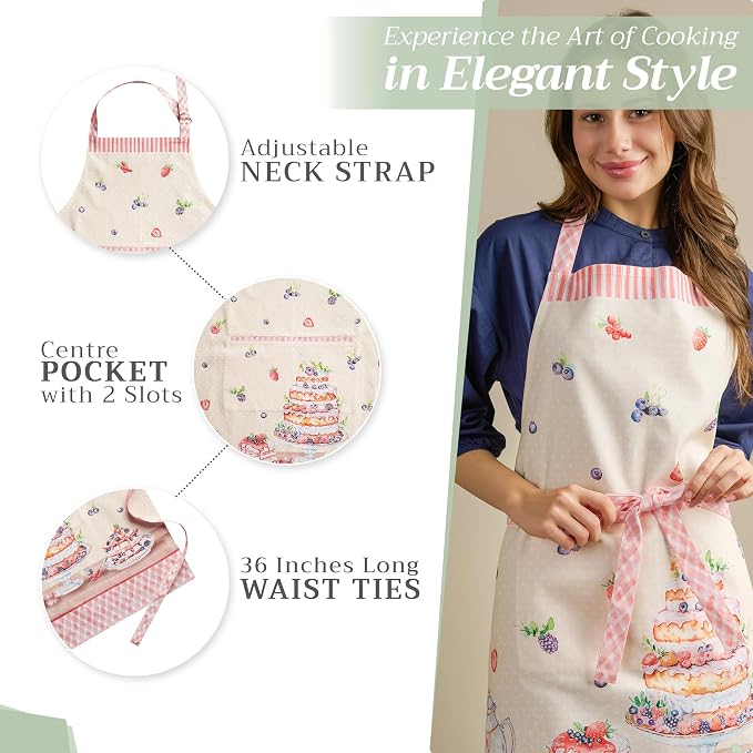 Maison d' Hermine 100% Cotton Apron for women with Pocket Kitchen Chef Apron for Men Cooking Spring Summer