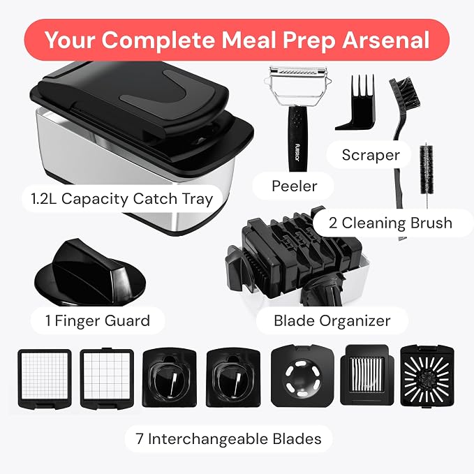 Fullstar The Original Pro Chopper - Vegetable Chopper and Spiralizer, Food Chopper with Container, Fruit Slicer, Kitchen Gadgets & Gifts, Home Essentials (9 in 1, Stainless Steel)