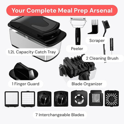 Fullstar The Original Pro Chopper - Vegetable Chopper and Spiralizer, Food Chopper with Container, Fruit Slicer, Kitchen Gadgets & Gifts, Home Essentials (9 in 1, Stainless Steel)