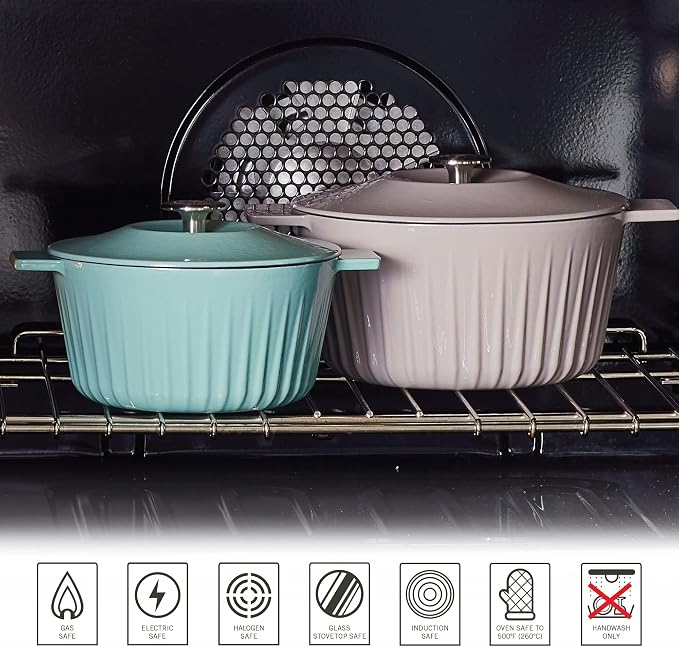 Martha Stewart Eastholm 5 QT Enameled Cast Iron Dutch Oven, Grey