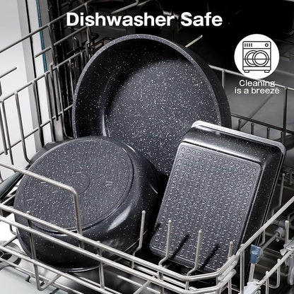 GiPP Ceramic Pots and Pans Set Non Stick, Nonstick Detachable Handle Cookware Sets, Non Toxic Induction Kitchen Pot and Pan with Removable Handle, Healthy RV Cookware, Dishwasher ＆Oven Safe, 7 Piece