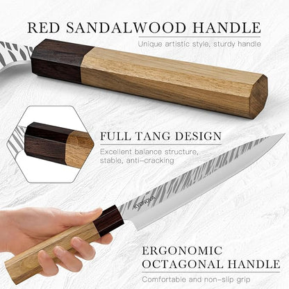 8.5 Inch Sashimi Knife Sushi Knife, 9-Layer VG10 High Carbon Steel Japanese Yanagiba Knifes, Sharp Long Slicing Bread Knifes with Rosewood Handle for Home Kitchen