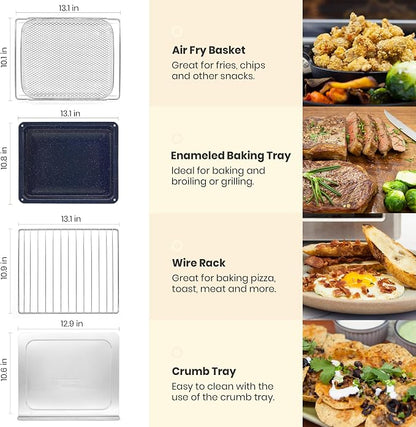 VAL CUCINA Retro 26.3 QT Infrared Heating Air Fryer Toaster Oven,Large Countertop Convection Oven 10-in-1 Combo, 6-Slice Toast, Enamel Baking Pan Easy Clean with Recipe Book, Almond Yellow Color