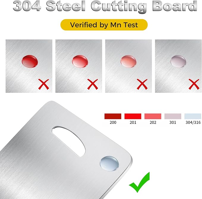 URMONA 3 PCS 304 Stainless Steel Cutting Board For Kitchen, Non-Staining&Odor-Free, Burr-Free Edges, Dishwasher Safe, Non Toxic Cutting Board（S+M+L）