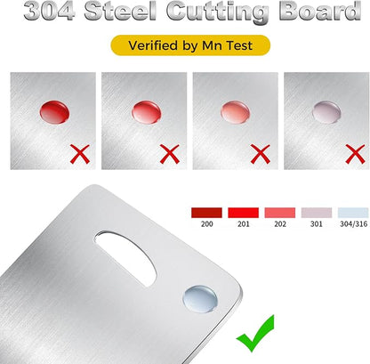 URMONA 3 PCS 304 Stainless Steel Cutting Board For Kitchen, Non-Staining&Odor-Free, Burr-Free Edges, Dishwasher Safe, Non Toxic Cutting Board（S+M+L）