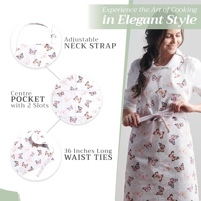 Maison d' Hermine 100% Cotton Apron for women with Pocket Kitchen Chef Apron for Men Cooking Spring Summer