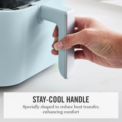 Martha Stewart 6QT Air Fryer, 6-in-1, Bake, Broil, Roast, Air Fry, Dehydrate, Reheat, Ceramic Non-Stick Basket, Crispy Results Fast, 400°F Max Temp, Shake Reminder, Sky Blue