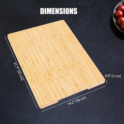 XL Bamboo Cutting Board with Handle – Extra Large Wood Chopping Board for Meat, Cheese, Serving – TRULY Glue-Free, Pre-Oiled Kitchen Boards 21.7"X14"/ 55x36cm - Dishwasher Safe [New 2026 Upgrade]