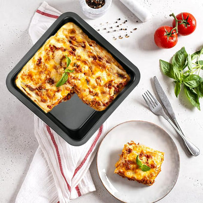 4 Pcs 8x8 Square Baking Pan, Carbon Steel Brownie Pans, Square Cake Pan for Baking Roasting Serving, Nonstick Cake Baking Pan, Square Bakeware for Cakes Lasagna Brownies