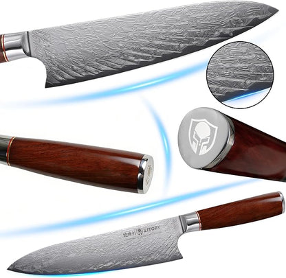 Kitory Chef Knife 8“, 73-Layer 10Cr15CoMoV Core, Acid-Washed Finish, Burmese Rosewood Handle, Professional Kitchen Knife for Home & Restaurant, Gift Package