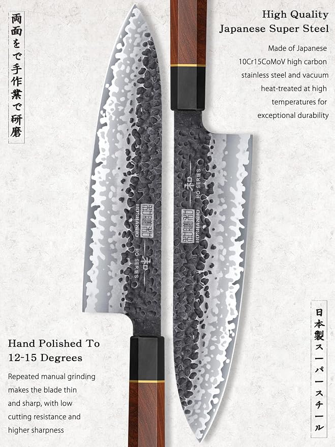 HOSHANHO 5 Pieces Knife Set, Japanese High Carbon Steel Kitchen Knife Sets, Professional Ultra Sharp Chef Knives Set with Ergonomic Rosewood Handle