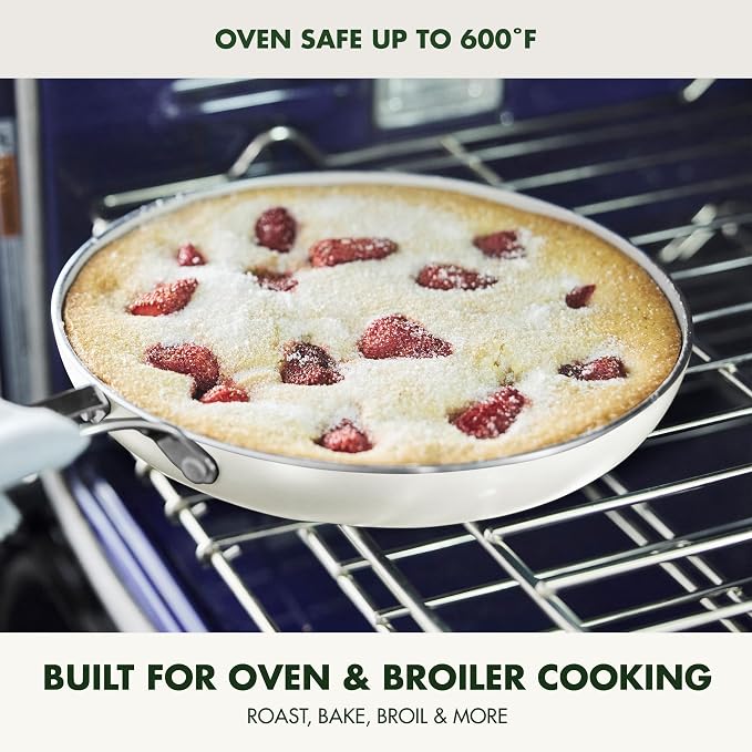 GreenPan Nova 8” & 10” 2 Piece Frying Pan Skillet Set, Oprah’s Favorite Things 2024, Induction Suitable PFAS-Free Nontoxic Ceramic Nonstick, Dishwasher & Oven Safe, Quick Even Heating, Cream White