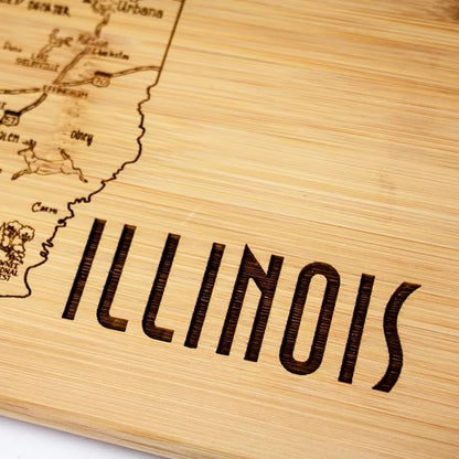 Totally Bamboo A Slice of Life Illinois State Serving and Cutting Board, 11" x 8.75"