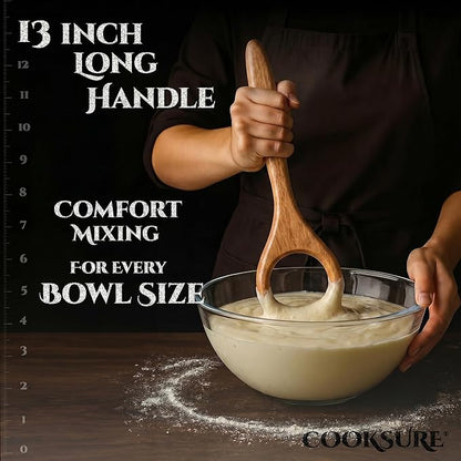 Traditional Danish Dough Whisk for Sourdough 13 Inch – Super Sturdy Bread Whisk with Smooth Wooden Handle