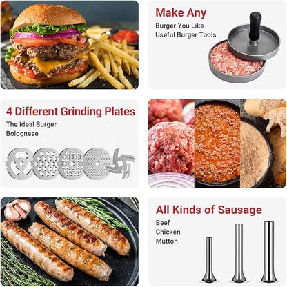 Metal Meat Grinder Attachment For KitchenAid Stand Mixer, Sausage Stuffer, Burger Press, Food Grinder Attachment for Kitchen Aid Accessories and Attachments