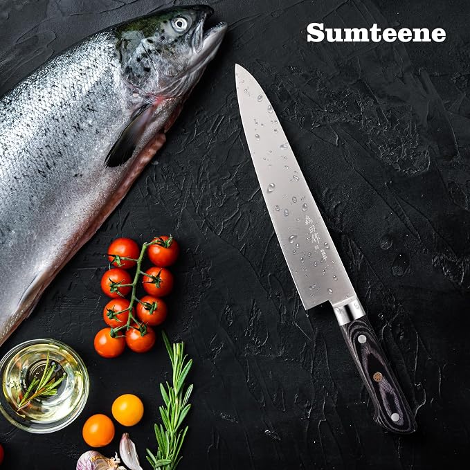 Japanese Chef Knife 9.5 inches, Professional Sushi Knife with Pakkawood Ergonomic Handle, Sharp for Household or Work