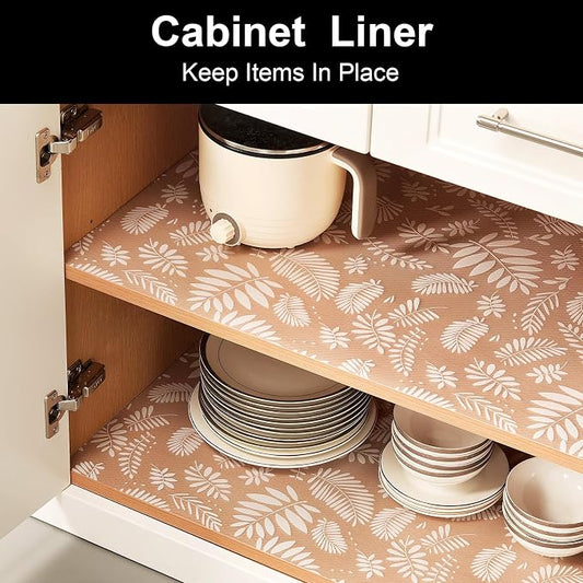 Cooyes Shelf and Drawer Liners for Kitchen Cabinets, Non Adhesive Cabinet Liner, EVA Waterproof Durable Non-Slip Drawer Mats for Shelves, Refrigerator, Storage, Desks（17.5" W x 197" L）