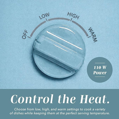 COOK WITH COLOR 2QT Mini Electric Round Slow Cooker - Adjustable Settings, Removable Stoneware Pot, Tempered Glass Lid, Dishwasher Safe, Cool-Touch Side Handles, Slate Blue