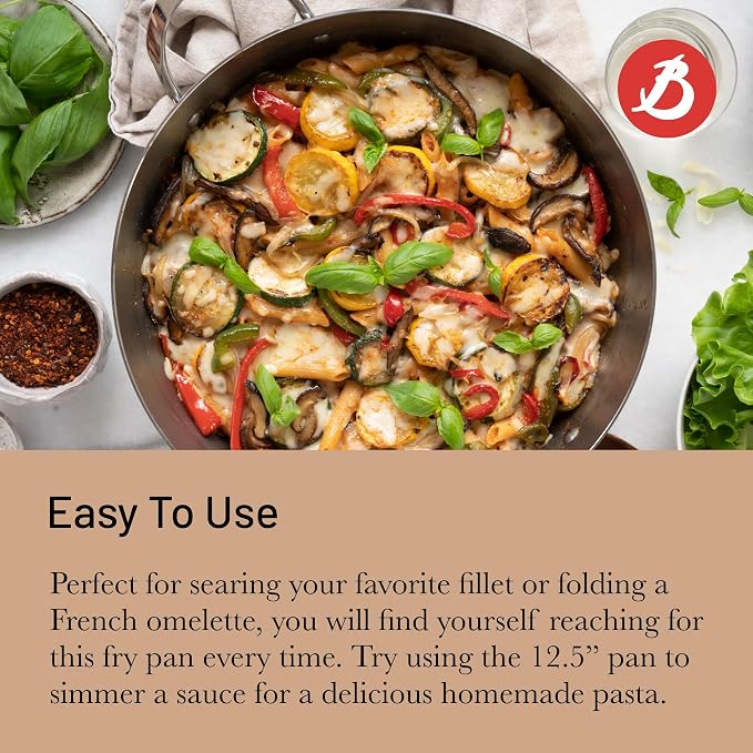 de Buyer MINERAL B Carbon Steel Fry Pan - 12.5” Diameter, 9” Cooking Surface - Ideal for Searing, Sauteing & Reheating - Naturally Non-Stick Finish - Made in France