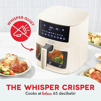Dash Clear View Digital Air Fryer - Has AirCrisp® Technology - For Family-Sized Meals - Digital Touchscreen & Extra-Large Crisper Drawer - 7 Quarts - Cream