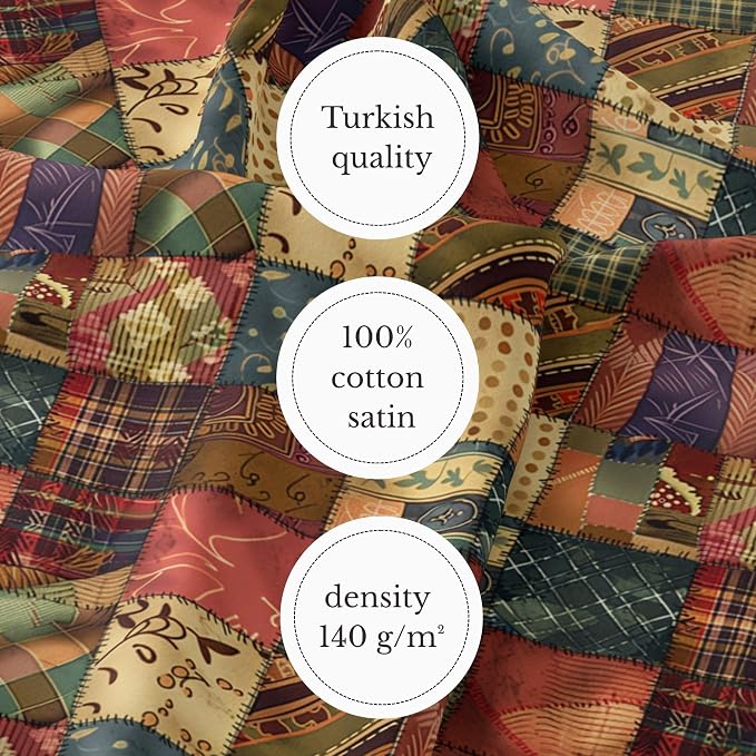 100% Cotton Fabric by the Yard – Turkish Quality Quilting & Sewing Fabric, 1 Yard x 1.69 Yards Wide, Patchwork Cotton for Crafts