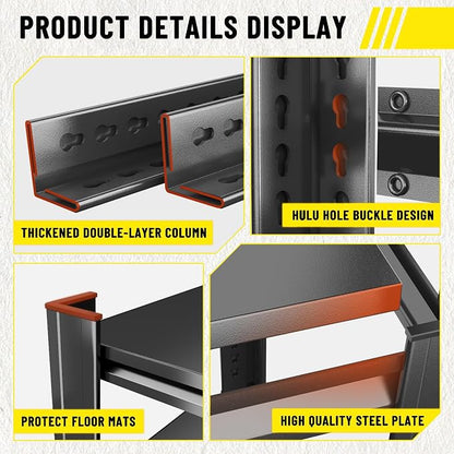 Over The Toilet Storage Shelf, Freestanding Metal Bathroom Shelf Organizer, Waterproof Rustproof Space Saver, Black，54''H×23.6''W×11.8''D