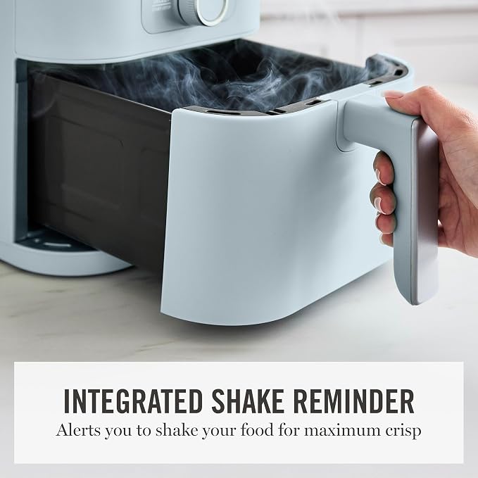 Martha Stewart 6QT Air Fryer, 6-in-1, Bake, Broil, Roast, Air Fry, Dehydrate, Reheat, Ceramic Non-Stick Basket, Crispy Results Fast, 400°F Max Temp, Shake Reminder, Sky Blue