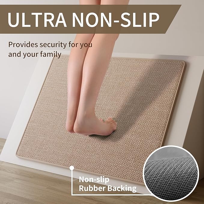 YDKGL Kitchen Rugs and Mats Non Slip Washable, Absorbent Runner Rugs for Kitchen, Front of Sink, Kitchen Mats for Floor，Easy to Clean and Maintain Kitchen Floor mat(Brown, 17"x30")