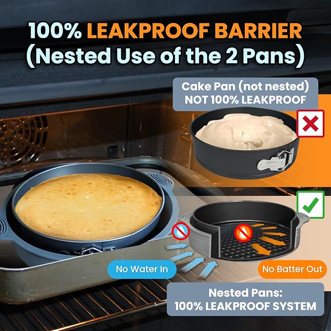 NONSTICK Spring Form Pan for Cheesecake 6/8/10 Inch with SILICONE PROTECTOR for Mess-Free WATER BATH BAKING Without Foil or Parchment Paper - Durable Cheese Cake Pans For Baking Perfect Cheesecake
