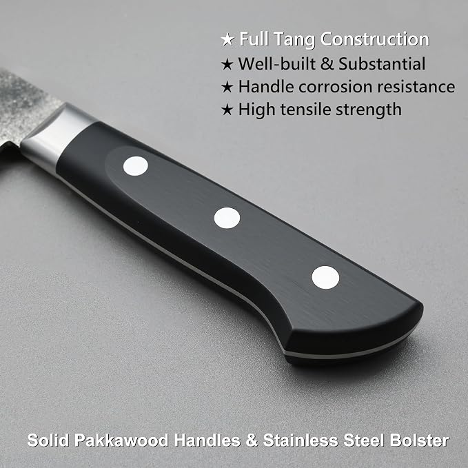 TONMA Japanese Gyuto MADE IN JAPAN 8.2" Authentic Traditional Hand Forged Chef's Knife, Razor-Sharp Durable Japanese Kitchen Knife for Gift Giving, Unique Hammer Marks, One-Piece Forging, Full Tang