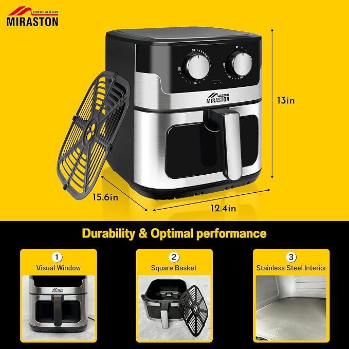 8.5QT Large Air Fryer, Stainless Steel Air Fryers with Gift Box | XL FAMILY SIZE: 8.5QT capacity for batch cooking; durable stainless steel design with PFAS-free coating for healthy meals.