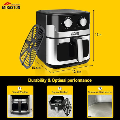 8.5QT Large Air Fryer, Stainless Steel Air Fryers with Gift Box | XL FAMILY SIZE: 8.5QT capacity for batch cooking; durable stainless steel design with PFAS-free coating for healthy meals.