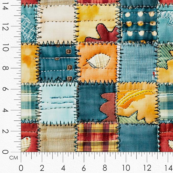 Patchwork Dinosaur Cotton Fabric Panel – 6 Designs (10×10 inch Each) + Bonus Sheet 29.5×19.6 inch, 100% Cotton 140 GSM, Made in Türkiye