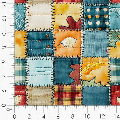 Patchwork Dinosaur Cotton Fabric Panel – 6 Designs (10×10 inch Each) + Bonus Sheet 29.5×19.6 inch, 100% Cotton 140 GSM, Made in Türkiye