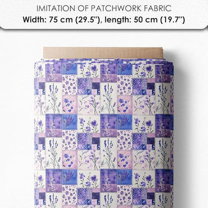 Lavender Patchwork Cotton Fabric Panel – 6 Designs (10×10 inch Each) + Bonus Sheet 29.5×19.6 inch, 100% Cotton 140 GSM, Made in Türkiye