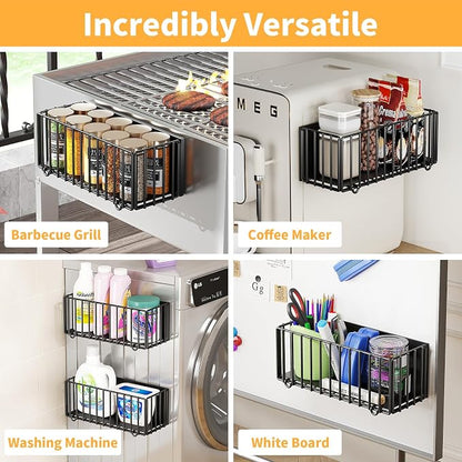 1 Pack Heavy-Duty Magnetic Shelf for fridge, Foldable Magnetic Basket with 2 Hooks, Fruit Potato Onion Storage Shelves, Large Magnetic Spice Rack Organizer for Fridge Oven Laundry (1 Pack)