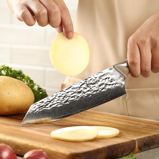 Wakoli Pearl Blanche Damascus Kitchen Knife Set, 3-Piece Professional Chef Knife Set | 67-Layer Damascus Steel with VG10 Core | White G10 Handles | Gift Box