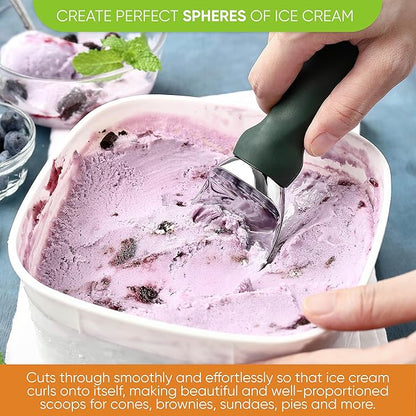 Spring Chef Professional Ice Cream Scoop with Soft Grip Handle - Heavy Duty Ice Cream Scooper for Cookie Dough, Frozen Yogurt, Gelato, Sorbet, Melon - Dishwasher Safe Kitchen Tool - Pine Green