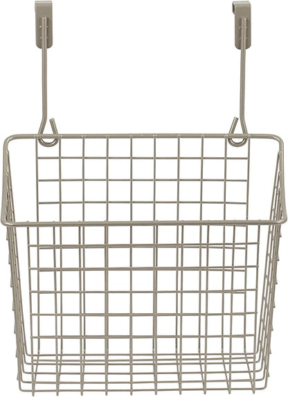 Spectrum Grid Over the Cabinet Wire Storage Basket Large (Satin Nickel Powder Coat) - Organizer for Bathroom, Kitchen, Under Sink, Pantry, Hair Tools, & More (Pack of 2)