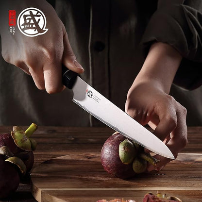 MITSUMOTO SAKARI 5.5 Inch Japanese Paring Knife, Hand Forged VG-10 Steel, Precision Fruit & Vegetable Cutter with G10 Handle (Sandalwood Box Included)