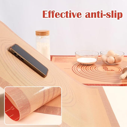 Extra Thick Silicone Pastry Mat Large for NonStick Baking Mat with Measurement，For Kneading,Fondant/Counter Pad, Dough Rolling, Silicon Cookie Sheet, Pie Crust Bake (16×20, Red)