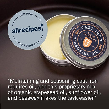 Cast Iron Seasoning Oil – Organic Grapeseed, Sunflower & Beeswax Blend for Conditioning & Restoring Cookware by Field Company
