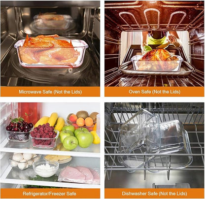 YEBODA Glass Food Storage Containers with Airtight Snap Locking Lids BPA Free Meal Prep Container Set For Home Kitchen Restaurant - Freezer, Microwave, Oven, Dishwasher Safe [28oz, 4 Pack]