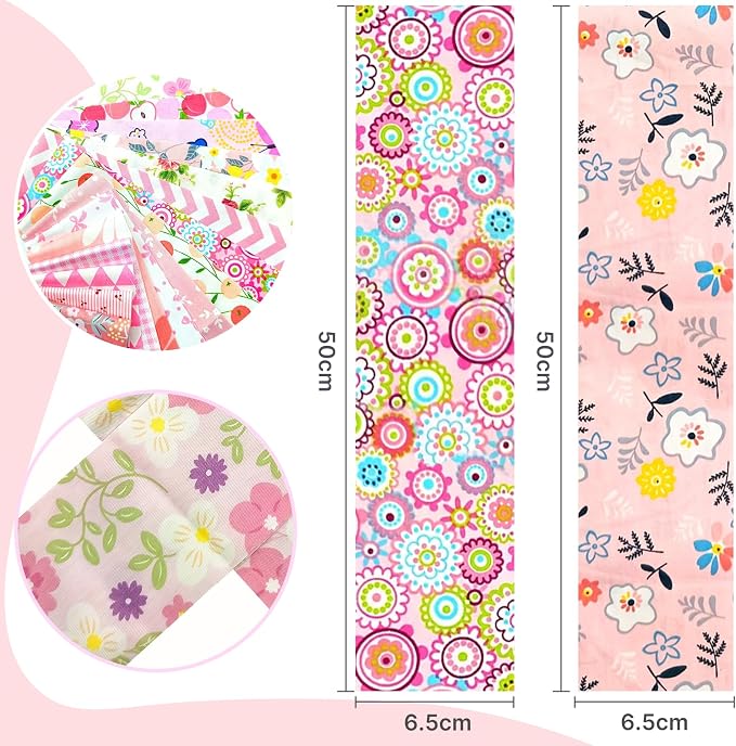 80 Pcs Jelly Roll Fabric Strips for Quilting Sewing,2.6x20 Inch Precut Cotton Floral Fabric Strips Bundles, Perfect Quilting for Sewing Pink