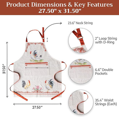 Maison d' Hermine 100% Cotton Apron for women with Pocket Kitchen Chef Apron for Men Cooking Spring Summer