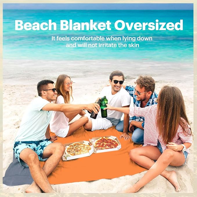 EASYFUN Beach Blanket Sandproof Oversized, 79''×83'' Extra Large Beach Mat, Portable Picnic Mat for Travel Camping Hiking, Lightweight Beach Essentials Family Water Resistant Mat