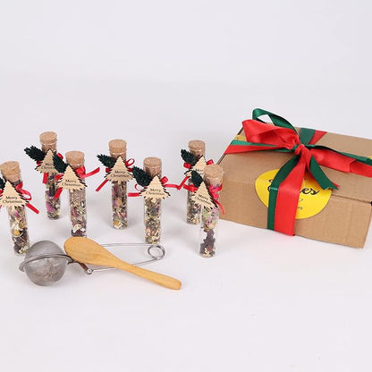 HTF Pack of 5 Christmas Decorations, Tea Party Favors for Women, New Years Eve Party Supplies, Christmas Gifts, Coworker New Year, Happy Holiday Personalized Tea Favors (CH, Tree)