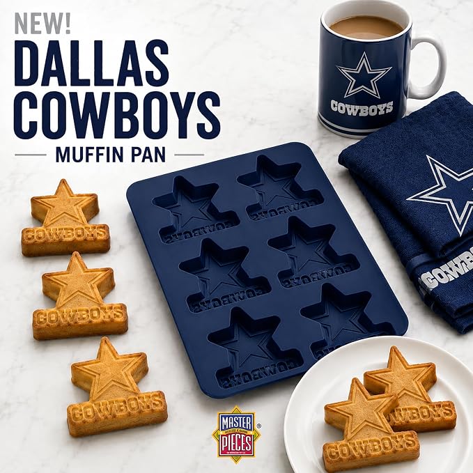 FanPans NFL Dallas Cowboys Silicone Muffin Pan - Dishwasher Safe, Great Dallas Cowboys Gifts for Men