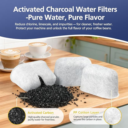 Cleaning Tablets and Water Filters for Breville Espresso Machines, Cleaning Kit for Breville - 60 Count 2g Espresso Machine Tablets and 8 Water Filters - 16 Months Supply